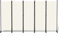 Jopassy Paravent mit Rollen 5 teilig Beige 284x181 cm Faltbarer Raumteiler Outdoor Trennwand Garten Sichtschutz Raumtrenner