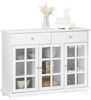 SoBuy FSB77-W Szafka kuchenna Wyspa kuchenna Komoda Kredens Stół barowy Stół jadalniany Bufet Biały WD 119x90x40cm