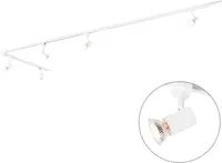 QAZQA - Modern Modernes Schienensystem I Spotlight I Deckenspot I Deckenstrahler I Strahler mit 5-flammig Spot I Spotlight I Deckenspot I Deckenstrahler I Strahler I Lampe I Leuchten 1-phasig weiß - J