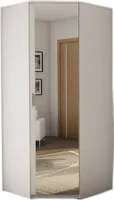 Meblast | Eckkleiderschrank mit Spiegel - Kleiderschrank mit Stangen, Regalen & Schubladen | Weiß | Vielseitig, Platzsparend