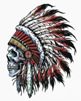 Diamondi - Diamond painting - INDIANERTOTENKOPF, 40X50 cm, ohne Keilrahmen