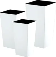 KADAX Zestaw 3x Doniczka Donica + Wkład Biała Kwietnik Wysoka Ogrodowa 57cm