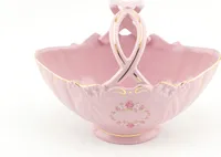 Bonbonkorb 18 cm, rosa Porzellan, Blumen, Leander