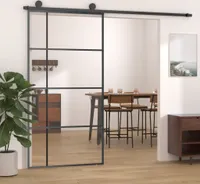 The Living Store Schiebetür ESG Glas und Aluminium 102,5x205 cm Weiß