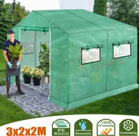 LZQ Skleník Fóliový skleník s mřížovou fólií a oknem 3x2x2m 6m² Zimní skleník pro rajčata Skleníky Rostlinné skleníky Pěstování rostlin