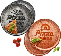 4x Pizzateller rot & schwarz Ø31cm 4 Personen XL-Teller Dekor Platte Schrift