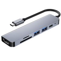 SOONTEC USB-C-6-in-1, adaptér HDMI, adaptér 4K, adaptér HDMI /USB-C/DP/USB-3.0/microSD, multiportový dok, napájení cnn je součástí balení