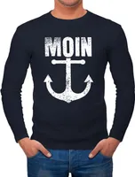Herren Longsleeve Moin Anker Retro Printshirt T-Shirt Aufdruck Maritim Nordisch Langarm-Shirt Fashion Streetstyle Neverless® navy XL