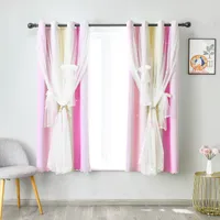 Sterne Vorhang Mit Ösen Doppelschicht Blickdicht Verdunkelungsvorhang Mädchen Gardinen Für Kinderzimmer Schlafzimme, Rosa, 132x213cm