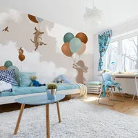 Muralo XXL Selbstklebende FOTOTAPETE TIERE Ballons (B) 360 cm x (H) 240 cm Tapete Wandtapete KINDERZIMMER SPIELZIMMER 4883