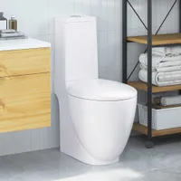 vidaXL WC Keramik-Toilette Badezimmer Rund Senkrechter Abgang Weiß