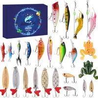Weihnachts-Angel-Adventskalender 2024, 24 Tage Überraschungs-Köder-Countdown-Angelset, Überraschungs-Weihnachts-Blindbox-Countdown-Geschenk für Vater Opa Bruder