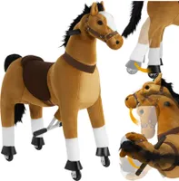 Schaukelpferd auf Rollen, Plüsch, realistisches Design - 34 x 89 x 100 cm