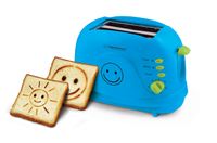 Esperanza 2-Scheiben-Toaster mit Smiley-Design und Timer, Krümelschublade, Farbe blau