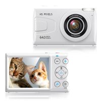 Fine Life Pro Digitalkamera Fotokamera 4K 64MP, 2,8'' LCD Fotoapparat mit 18X Digitalzoom, Wiederaufladbare Kompaktkamera für Kinder, Teenager, Weiß