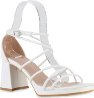 VAN HILL Damen Riemchensandaletten Sandaletten Plateau-Schuhe 841569, Farbe: Weiß, Größe: 39