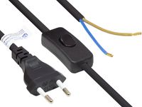 REV 0505681555 Zuleitung 2A schwarz Kabel mit Schalter und Eurostecker 2m max 
