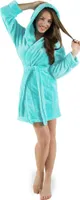 Korfu Bademantel S türkis Polyester Sherpa-Fleece 260 g/m² Kapuze kurz