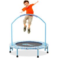 LBLA Kindertrampolin, Sports Trampolin, 38 Zoll Trampolin für Kinder mit verstellbarem Handlauf und Sicherheitsabdeckung Mini-faltbares Trampolin Indoor / Outdoor