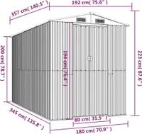 vidaXL Szopa narzędziowa Ciemnobrązowa 192x357x223 cm Stal ocynkowana