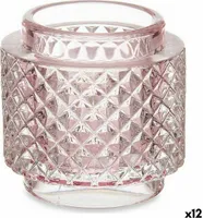 Kerzenschale Rosa Glas (9 x 8,8 x 9 cm) (12 Stück)