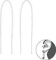 Durchzieher Ohrringe Silber 925: Stangen Ohrringe mit Kette