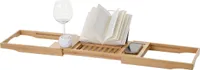 Badewannenauflage MCW-B77, Badewannenablage Wannenbrücke Badewannenbrett Badewannenregal, Bambus ausziehbar 19x105x22cm