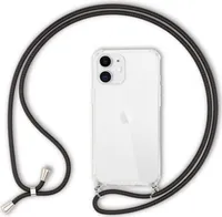 NALIA Handy Hülle mit Kette für iPhone 12/ iPhone 12 Pro, Hard Case Schutz Cover Schwarz