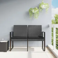 vidaXL Gartenbank 2-Sitzer mit Kissen Dunkelgrau PP-Rattan