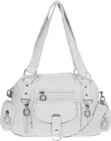 Damenhandtasche Schultertasche Tasche Umhängetasche Canvas Shopper Crossover Bag Hellgrau