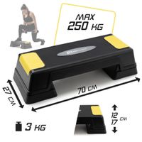 Hop-Sport Steppbrett für Zuhause – höhenverstellbarer Aerobic Stepper mit 2 Stufen für Fitness-Workout - schwarz/gelb