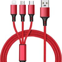 USB kabel 3 v 1 USB-C Nabíjecí MicroUSB Lightning Multi Original Fast Charge Cable USB-C Fast Fast 1,2 m iPhone Samsung Smartphone Tablet Red Retoo