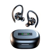 R200 TWS Ohrhörer Bluetooth Wireless-Kopfhörer mit Mikrofon IPX5 Wasserdichte Ohrbügel Bluetooth-Kopfhörer HiFi-Stereo-Musik-Ohrhörer - Schwarz