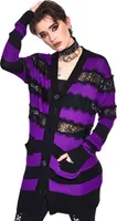 Jawbreaker Strickjacke Oversized Stripe Purple Cardigan Grufti Gothic Gestreift