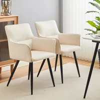 CLIPOP Esszimmerstühle 2er Set,Samt Stuhl gepolsterte Sitze,Freizeitstuhl modern, beige