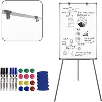 TRMLBE Flipchart Magnetisch Whiteboard Flipcharts Multifunktional White Board mit Ständer Höhenverstellbar Whiteboards mit Haken & Radierer & Magneten & Markern Flip Chart