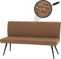 Ławka HWC-K16, ławka do jadalni ławka tapicerowana, oparcie tkanina/tkanina bouclé metal 160cm ~ brązowy