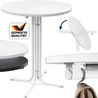 CASARIA® Stehtisch Ø 80 cm Klappbar Rund Stabil Garten Hoch Holz pulverbeschichtet Metall Hochtisch Bistrotisch Partytisch Bartisch Biertisch Weiß