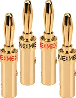 4x NEXMEX Bananenstecker 24K vergoldet Steckverbinder High End Banana Stecker