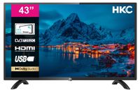 HKC 43D1 Fernseher 43 Zoll (TV 109 cm), Dolby Audio, LED, Triple Tuner DVB-C / T2 / S2, CI+, HDMI, Mediaplayer per USB, digitaler Audioausgang, incl. Hotelmodus
