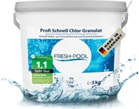 Fresh-Pool Profi Schnell Chlor Granulat, 56% Aktivchlor, 5 kg incl. Dosierbecher - Pool Chlor Granulat | Clorgranulatpool 5kg | Chlorgranulat für Pool