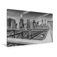Premium Textil-Leinwand 120 cm x 80 cm quer BROOKLYN BRIDGE Blick auf Manhattan