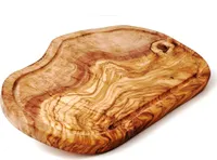 Servierbrett aus Olivenholz im Naturschitt mit Saftrille 40 cm