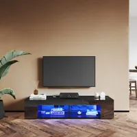 SONNI TV-Schrank Schwarzer Hochglanz 135 x 39 x 30cm Ausgestattet mit RGB-Lichtleiste und Aufbewahrungsschrank