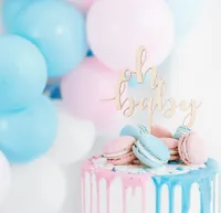 Topper na tort Oh Baby / Birth 17cm drewno, naturalny
