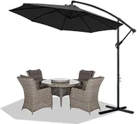 TRMLBE Parasole aluminiowe Parasol ogrodowy Parasol wspornikowy z regulacją wysokości i korbką Parasol balkonowy UV40+ na balkon, do ogrodu, na taras (Ø300 cm, ciemnoszary)