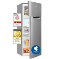 Exquisit Kühl-Gefrierkombination, Kühlschrank mit Gefrierfach, 206 Liter, 4-Sterne-Gefrierfach, 55 cm Breit, Freistehend, KGC5270-45-040E inoxlook