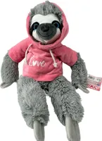 Faultier Kuscheltier XXL 40 cm Faultier Plüschtier Anime Kawaii Plush Stofftier Cute Plushies Plüschtiere Plushie Halloween Weihnachten Geschenke für Kinder (Faultier grau 40 cm rosa Love)