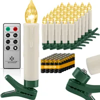 KESSER® Weihnachtsbaumkerzen 20 LED Inkl. Batterien Kabellos - Warmweiß - mit Fernbedienung Funk - Timerfunktion - Flackern - Dimmbar Weihnachtskerzen Christbaumkerzen Befestigungsklammern Kerzen