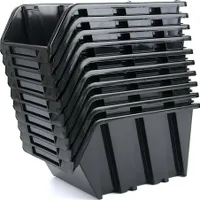 10x stohovacie boxy Sada úložných boxov s otvoreným čelom Stohovacie boxy Úložné boxy do dielne Garáž plastová čierna 20 cm x 29 cm x 15 cm